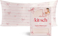 Kitsch Satin Pillowcase, Softer Than Silk Pillow Cases King, Cooling Pillow Covers, Satin Pillowcase w/Zipper for Hair, Skin & Quality Sleep, Wrinkle-Free & Smooth, King Size 19"x36"- Striped Bows