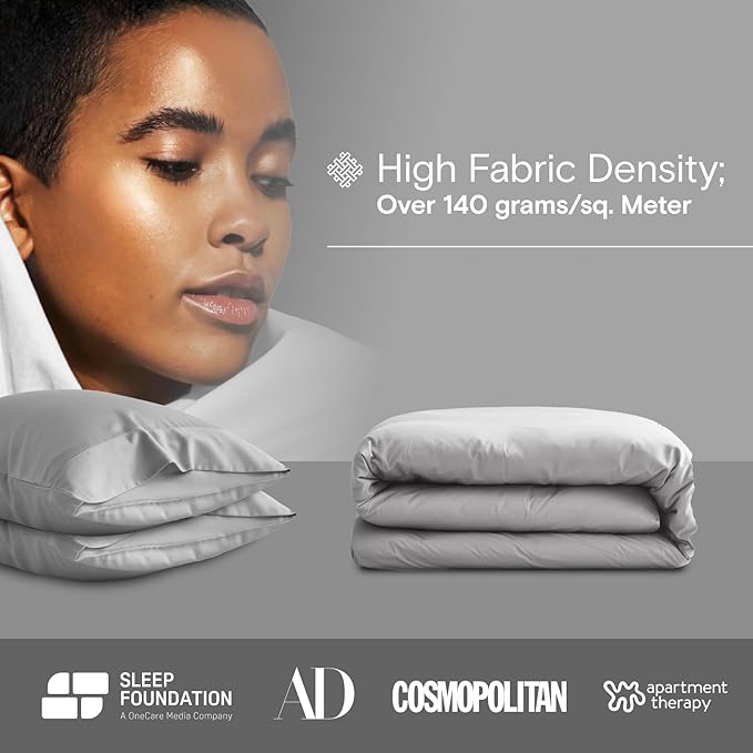 DOZ Duvet Cover Set, 100% Viscose derived from Bamboo, Organically Grown, Buttery Soft, Cooling Duvet Covers, High GSM, 1 Duvet Cover and 2 Pillowcases, 106"x90" (Dove, King/Cal King)