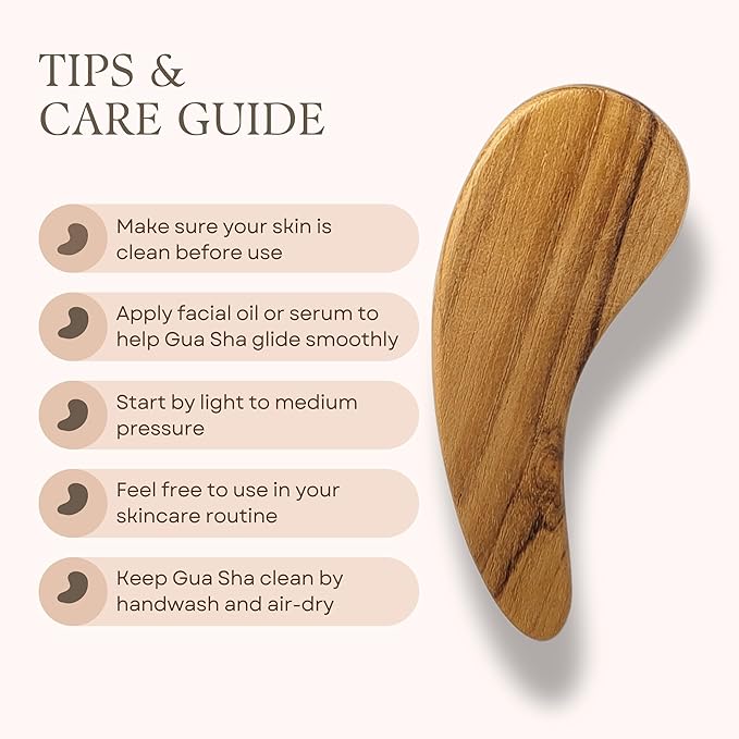 Teak Wood Gua Sha Facial Tool for Face, Arm and Body Massage, Anti-Aging Reduce Puffiness Wrinkles Shape Jawline Skincare Routine Treatment, Wooden Gua Sha Massager with Travel Pouch