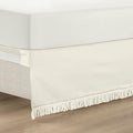 Lush Decor Boho Fringe 15-Inch Tailored Drop Easy Fit Bedskirt, King, Off-White