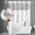 YellyHommy No Hook Shower Curtain with Snap in Fabric Liner Set Less Time White Waffle Shower Curtain for Bathroom 75" L x 78" W