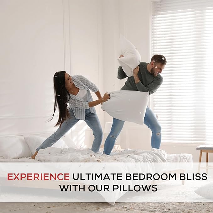 GOLD TEXTILES Bed Pillows for Sleeping - Firm Hotel Quality Pillow - Back and Side Sleeper Pillow (White, Pack of 2-20x28)