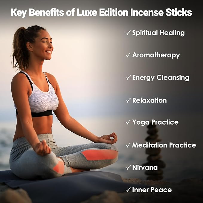 Luxe Incense Sticks Set – 175 Hand-Rolled Natural Incense with Holder | 7 Fragrances: Lavender, Sandalwood, Jasmine, Rose, Vanilla, Patchouli, Indian Temple | Aromatherapy, Meditation, Yoga, Gift