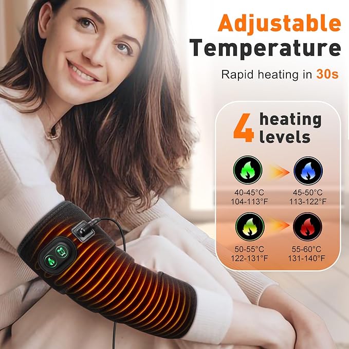 Arm Heating Pad, Extra Long Electric Heating Strap, Heated Wrap Around Wrist Brace, for Hand, Arm, Knee, Ankle, 4 Heat Levels & 3 Auto-Shutoff Timers, with 78" Long Power Cord