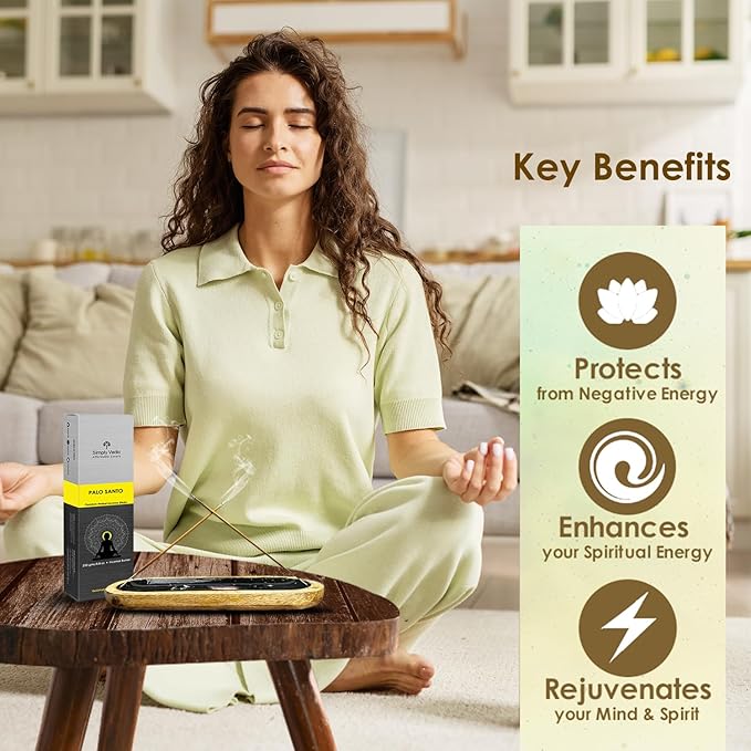 Simply Vedic Palo Santo Incense Sticks – 250g Pack (Approx. 135 Handmade Agarbatti + Free Holder) | Natural & Charcoal-Free | 45-Min Burn for Meditation, Yoga, Aromatherapy, Energy Cleansing