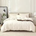 Cream White Duvet Cover King Size 3 Piece-100% Egyptian Cotton Duvet Cover Set ，1600 Thread Count -Extra Soft Bedding Set(104x90 inches)