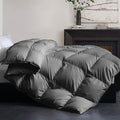 Cosybay Full Size Feather Down Fiber Comforter - Fluffy Grey All Season Duvet Insert, Ultra Soft 100% Cotton Cover, Luxury Hotel Bedding with Corner Tabs, 82"x86"