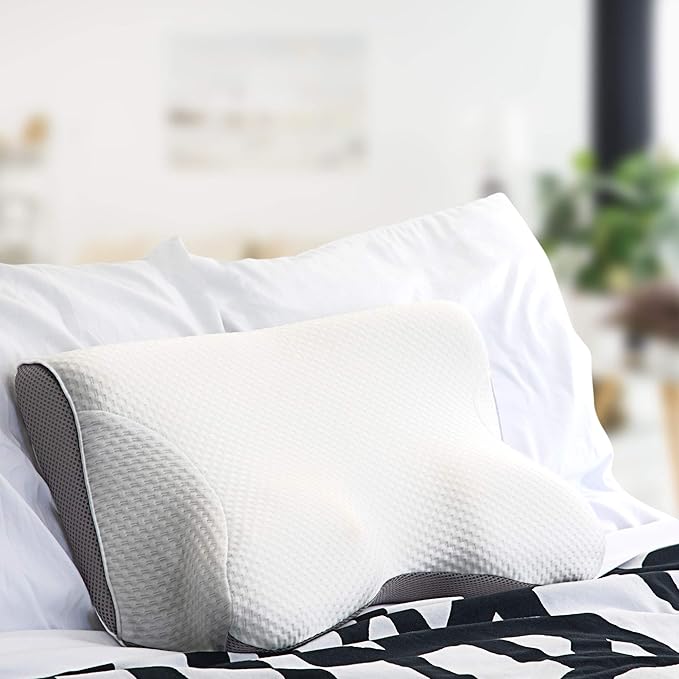 Cervical Memory Foam Pillow for Neck and Shoulder Pain Relief – Ergonomic, Orthopedic Contour Pillow for Side, Back, Stomach Sleepers And Sleeping Support - Free Sleeping Mask