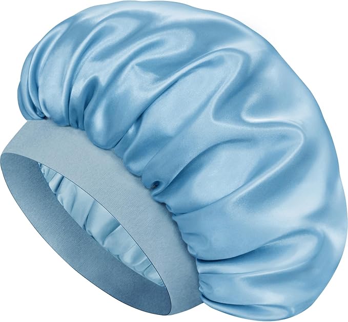 Satin Silk Bonnet for Sleeping, Double Layer Silk Sleep Cap for Men & Women, Soft Satin Lined Bonnet for Curly Hair