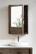 Kate and Laurel Mezzeta Decorative Modern Rectangle Bathroom Cabinet with Mirror, 20 x 5 x 30, Brown, Wooden Bathroom Mirror with Storage for Bath Medicine Cabinet or Over-The-Toilet Storage Cabinet