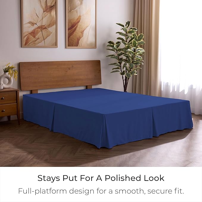 Mellanni Bed Skirt Queen Size - Bed Skirting - 15-Inch Tailored Drop Pleated Dust Ruffle - Hotel Luxury Bedding - Wrinkle, Fade, Stain Resistant - 1 Bedskirt (Queen, Royal Blue)