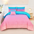 URBONUR Kids Queen Comforter Set Pink Rainbow Galaxy Moon Star Printed Bedding Set 6 Pieces Soft All Season Girls Bed in a Bag Queen Size