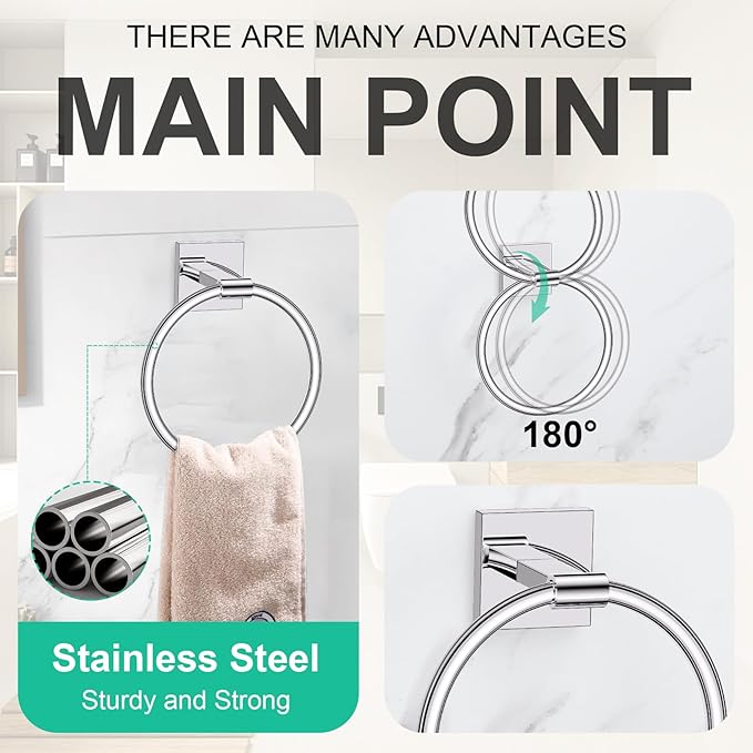Chrome Towel Bar Bathroom Hardware Accessories Set, 5 Pieces Toilet Paper Holder Towel Holder Set, 23.6 Inch Stainless Steel Towel Racks for Bathroom Wall Mounted