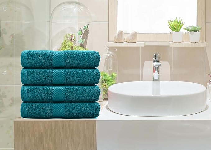 DAN RIVER 6-Pack Premium Hand Towels (16x28 Inches) - 100% Cotton, Ultra Soft, Lightweight, Highly Absorbent Towels for Bathroom, Spa, Gym, Salon, Hotel, and Travel - 550 GSM - Teal