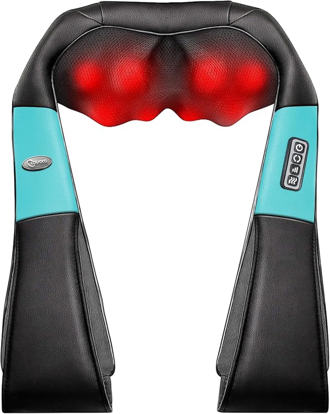 cotsoco Neck Massager, Shiatsu Neck and Back Massager with Heat for Pain Relief, Deep Tissue 3D Kneading Massage Pillow, Relaxation Gifts for Men and Women, Gifts for Dad, Elderly,Wife（Teal）