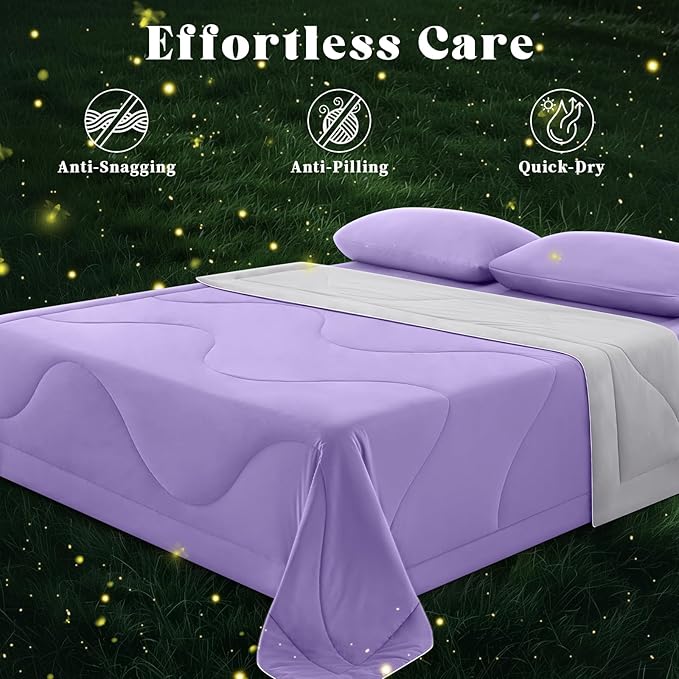 Cooling Comforter Twin Size, Double-Sided Cooling Blanket for Hot Sleepers & Night Sweats, Arc-Chill Q-Max > 0.4 Breathable Ice Blanket, Lightweight Cold Comforter (68''x90'', Purple)