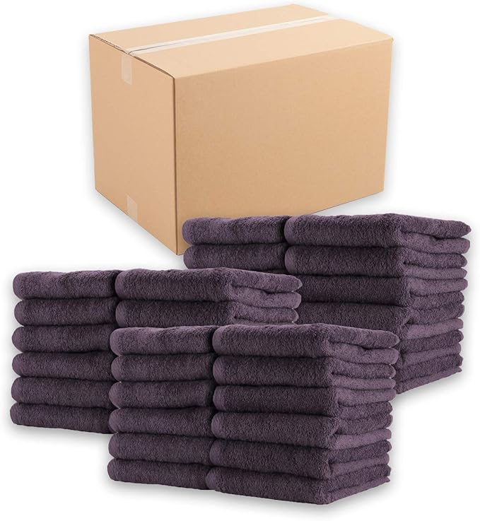 Arkwright Bleach Proof Salon Towels Bulk - Case of 180 - Highly Absorbent, 100% Cotton, Quick Dry Spa Face Towel for Hair Stylist, Barber, Pedicure, and Esthetician, 16 x 27 in, Eggplant