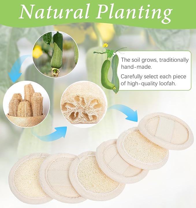 6Pcs Face Loofah, Face Loofah Scrub Pad, Natural Exfoliating Face Scrubber for Men Women Bath Shower