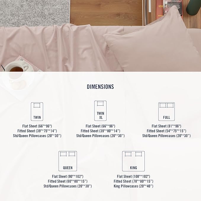 IZOD 100% Egyptian Cotton Sheets Set Twin Size, Cotton Percale Crisp Sheet Set 3Pc, Lightweight & Deep Pocket fits Upto 17", Long-Staple Soft Combed, Hotel Style Luxury Bedding Sheet - Blush Rose