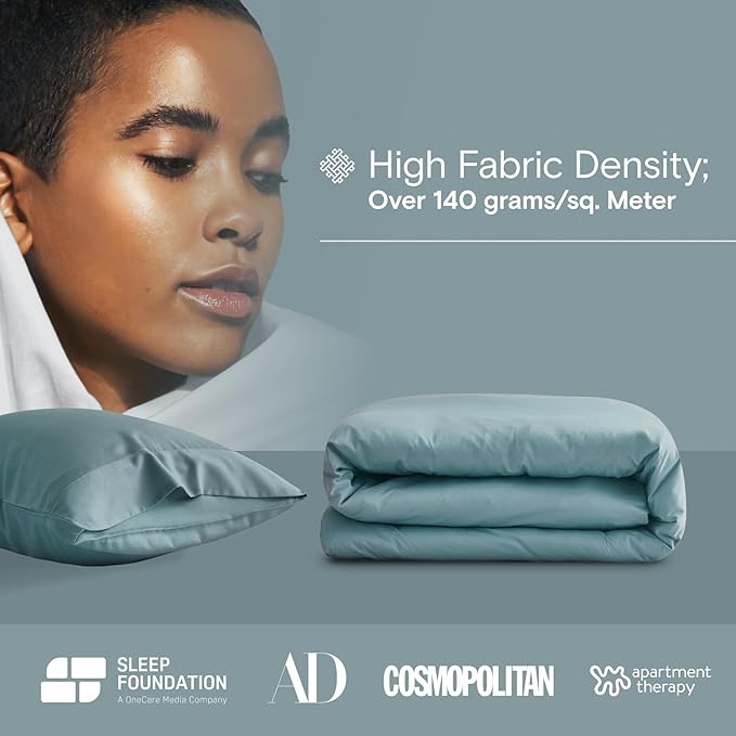 DOZ Duvet Cover Set, 100% Viscose derived from Bamboo, Organically Grown, Buttery Soft, Cooling Duvet Covers, High GSM, 1 Duvet Cover and 1 Pillowcase, 70"x90" (Teal, Twin/Twin XL)