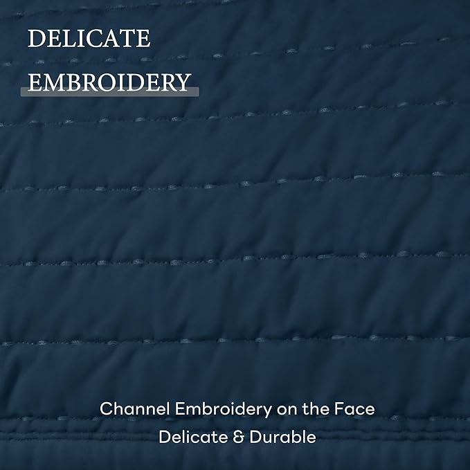 ELEGANT LIFE HOME Dark Gray Velvet Quilt Queen Reversible Royal Cotton Velvet Pic-Stitch Bedding Quilt - Queen - 88''x 92'', Navy