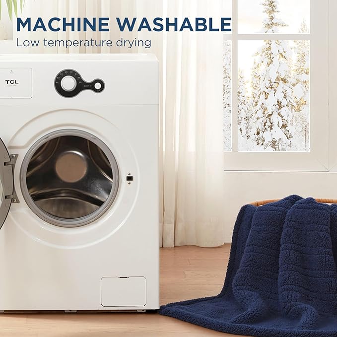 Westinghouse Electric Blanket Queen Size, Soft Plush Sherpa Heated Blanket with 10 Heating Levels & 1-12 Hours Auto-Off, Machine Washable, 84x90 inches, Navy