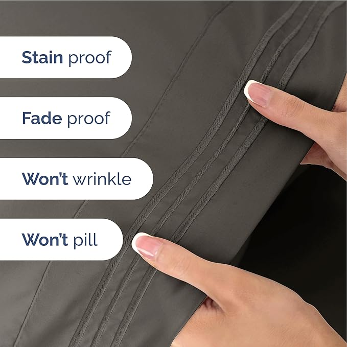 Twin XL Size 3 Piece Sheet Set - Extra Soft, Breathable & Cooling - Hotel Luxury Durable Bed Sheets for Women & Men - Deep Pockets, Easy-Fit & Wrinkle-Free - Cool Brown Oeko-Tex