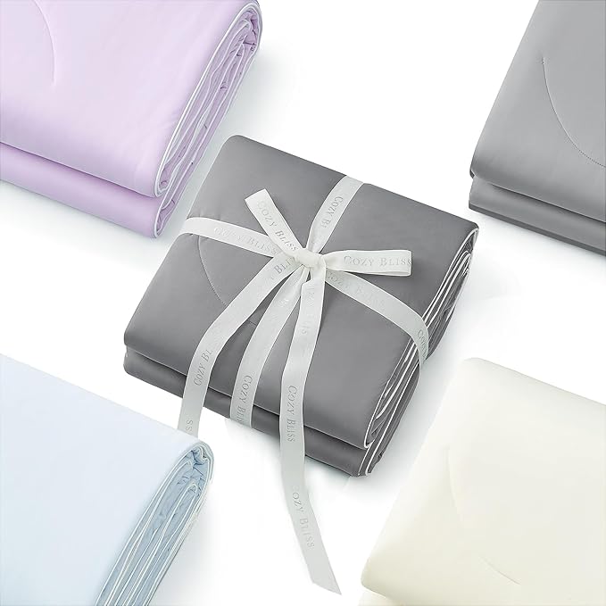 Cozy Bliss Cooling Comforter Queen Size Dual-Sided, Ultra-Soft Cooling Blankets for Hot Sleepers and Night Sweats, Breathable Lightweight Silky Smooth, Cool Grey