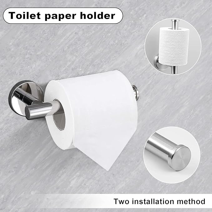 15sets 24inch Brushed Nickel Bathroom Hardware Set, Include 3PCS 24inch Towel Bar, 6PCS Robe Hook, 3PCS Towel Ring, 3PCS Toilet Paper Holder