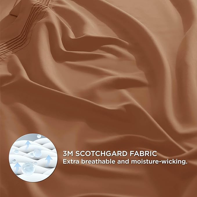 Bedsure Deep Pocket Queen Sheets Set - Fits Mattresses Up to 21 Inches Thick - 4 Piece GentleSoft Bed Sheets, Moisture Wicking, Soft & Cooling Bedsheet & Pillowcases, Easy & Secure Fit, Burnt Orange