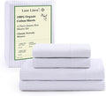 LANE LINEN 100% Organic Cotton Sheet Sets Queen Size, 4Pc Queen Size Cotton Sheets, Hotel Style Sheets, Bedding Sheets & Pillowcases, Queen Sheet Sets Deep Pockets Fits Upto 15" - Blue Ticking Stripe