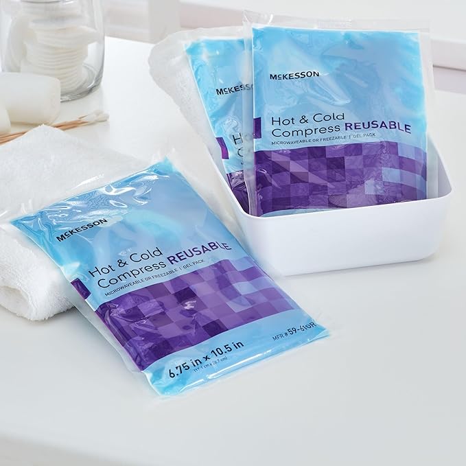 McKesson Cold and Hot Compress Reusable [24 Pack] Gel Ice Hot Packs for Injuries, 6.75 in x 10.5 in