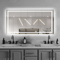 LED Bathroom Mirror with Backlit & Front Light, 48"x24" Anti-Fog, Memory Function, Dimmable Color & Brightness,CRI90+, IP54 Waterproof, Horizontal/Vertical, Wall Mounted