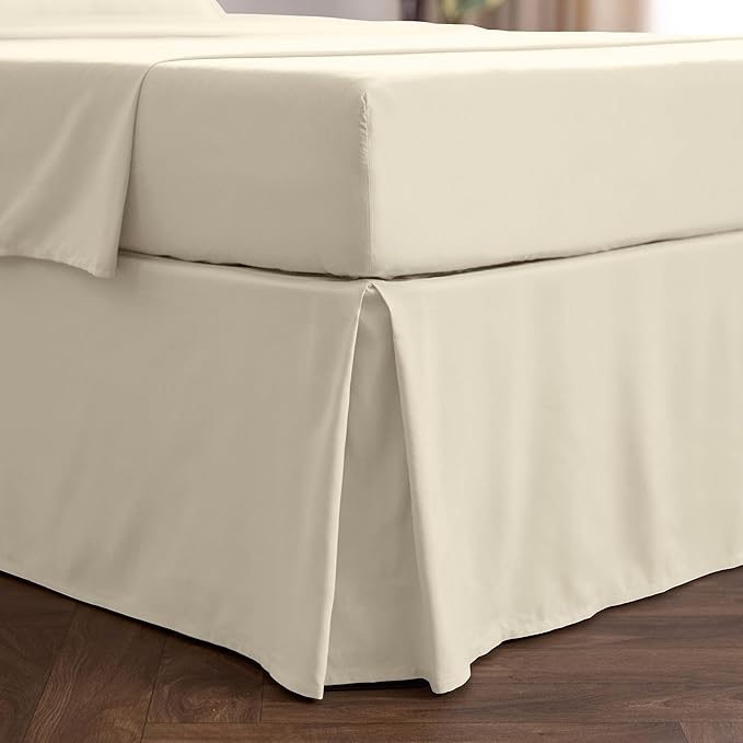 Mellanni Bed Skirt Full Size - Bed Skirting - 15-Inch Tailored Drop Pleated Dust Ruffle - Hotel Luxury Bedding - Wrinkle, Fade, Stain Resistant - 1 Bedskirt (Full, Golden Ivory)