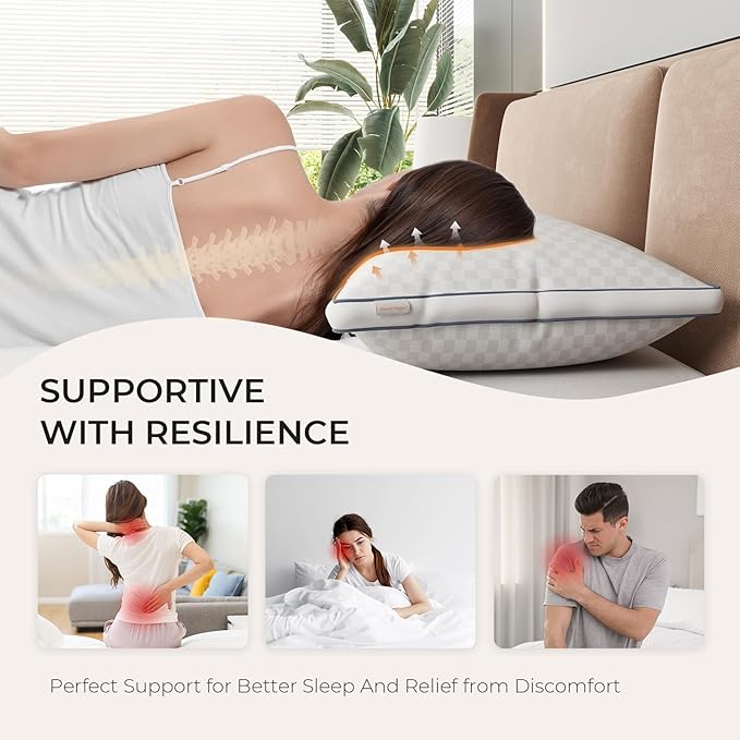Sweetnight Standard Pillows Set of 2, Hotel Bed Pillows Fluffy Gusseted for Neck and Shoulder, Back Side Sleeper Pillows, 18"X24"