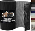GORILLA GRIP powerGRIP Drawer Shelf and Cabinet Liner, Thick Strong Hold, Non-Adhesive Liners Protect Kitchen Cabinets and Cupboard, Bathroom Drawers, Easy Install, Breathable Mat, 17.5" x10', Black