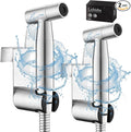 Handheld Toilet Bidet Sprayer for Toilet-Adjustable Water Pressure Control with Bidet Hose for Feminine Wash, Stainless Steel Brushed Nickel Cloth Diaper for Baby Wash (Stainless Steel, 2 Pack)