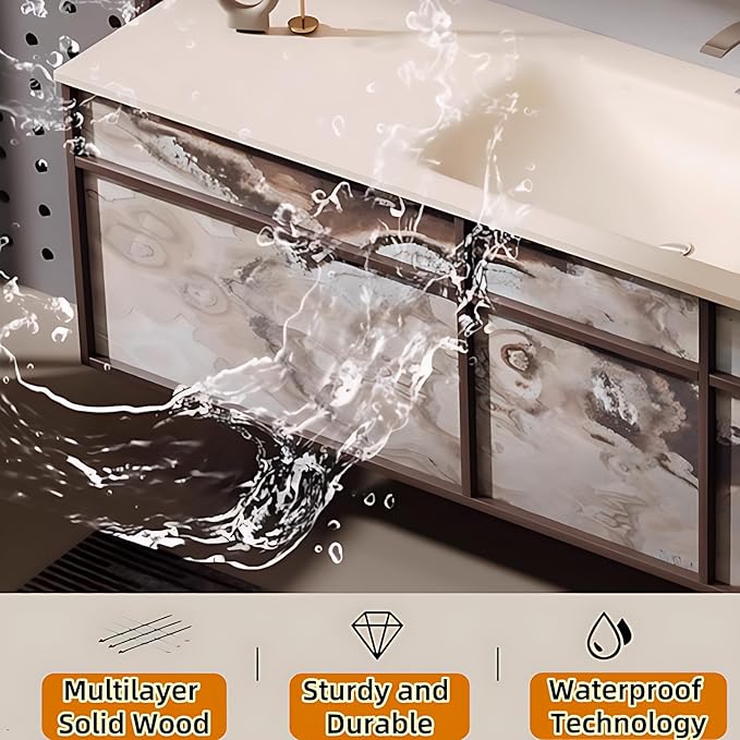 44in Bathroom Vanities Set - Bathroom Vanity with Sink, Tall Storage, Smart Defogging Mirror, Integrated Sink & 2 Large Drawer | Floating Cabinet