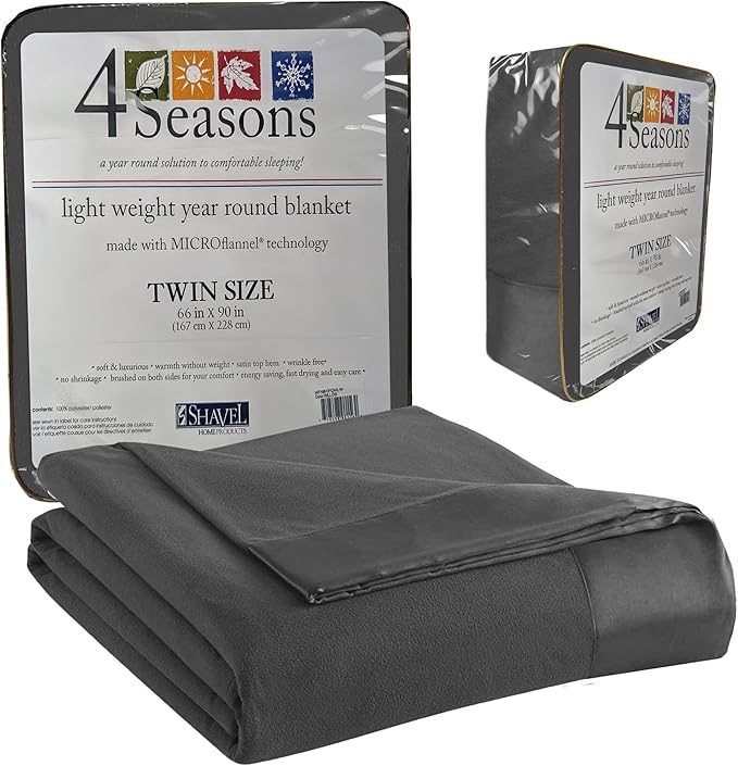 Thermee Micro Flannel Twin Size Blankets, Lightweight All Seasons Cozy Blanket, Throw Blankets for Home and Living Room, Comfy & Soft Blanket for Couch, Machine Wash, No Pilling - Snow