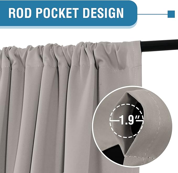 H.VERSAILTEX 100% Blackout Curtains for Bedroom Thermal Insulated Blackout Curtains 84 Inches Long Rod Pocket Window Drapes for Living Room with Black Liner 2 Panels Set, Warm Taupe
