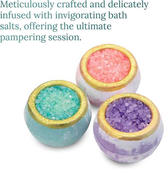 Crystal Bath Bombs Gift Set (6 Pack) – Luxurious Aromatherapy Bath Bombs with Nourishing Bath Salts | Lavender, Eucalyptus Mint & Citrus Blend | Spa Relaxation & Self Care Gifts for Women