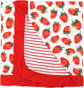 Premium Baby Blanket for Girls, Stretchy Quilt, Soft Crib Bedding for Newborn Baby and Toddler, Ruffle Nursery Blanket for Kids, Viscose Made from Bamboo, 50''x50'' Strawberry