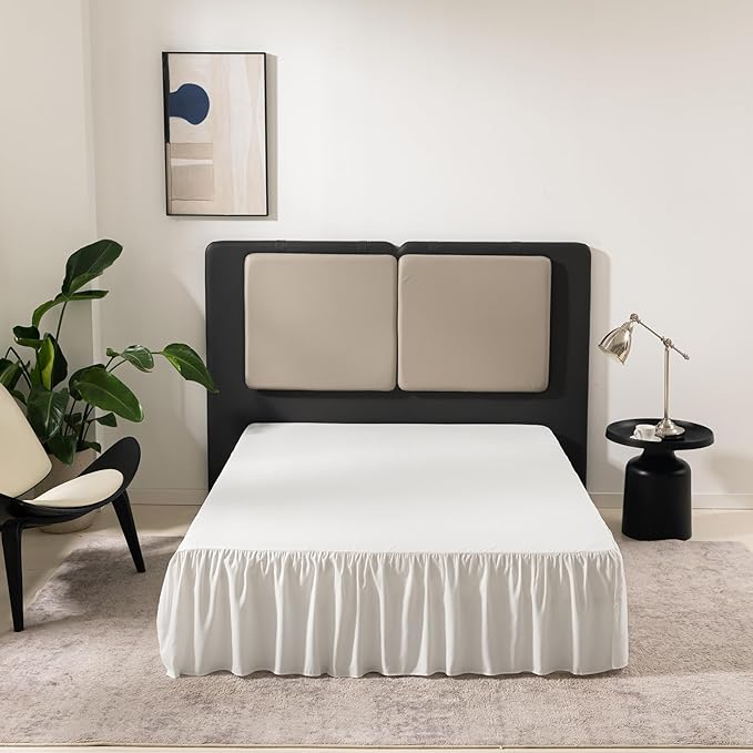 TSUTOMI Ivory Bed Skirt Twin Size Ruffled Bed Skirt with Split Corners, Twin Bed Skirt 14 Inch Drop,Twin Size Bed Skirt Ivory for Ruffled Bed Skirt with Split Corners, Bed Skirt Twin Size
