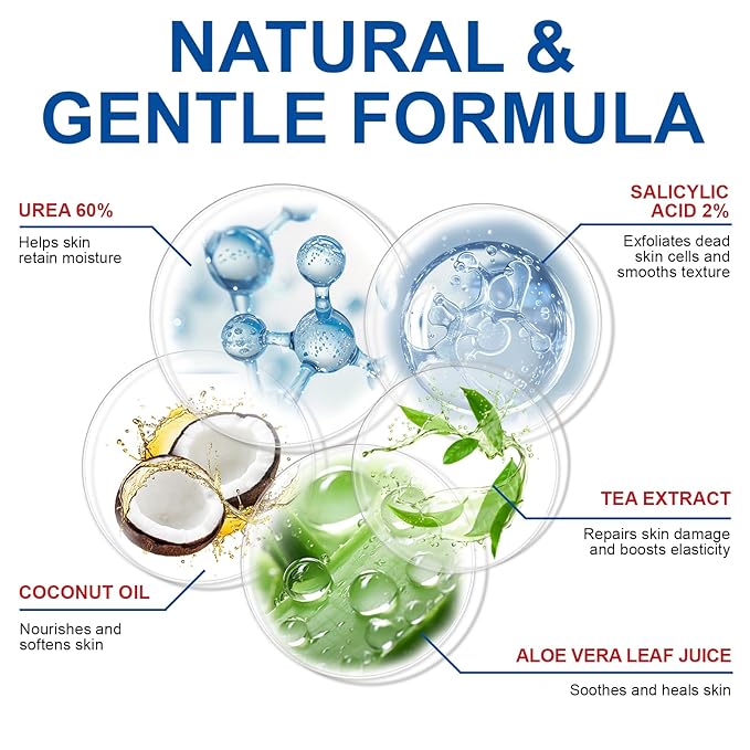 Urea Cream Stick 60% plus Salicylic Acid 2%, Maximum Strength Urea Foot Cream for Dry Cracked Feet, Knees, Hands, Exfoliating Dead Skin, Repairs and Hydrates Feet, Foot Care Cream Moisturizer 2 PCS