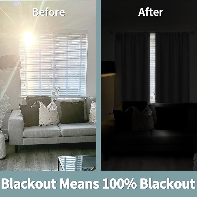 BGment 100% Blackout Curtains for Bedroom 63 Inch Length 2 Panels, Thermal Insulated Room Darkening Curtains Rod Pocket Soundproof Bedroom Living Room Window Curtains, Dove Grey, Each 52 Inch Wide