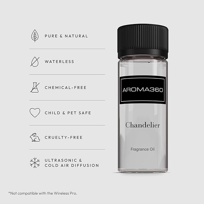 Aroma360 - Chandelier Fragrance Oil Blend | Hotel Inspired for Luxury Essential Oil Diffusers | Aromatherapy Scent Diffuser Oil | Bergamot, Woodsy Sandalwood, and Flirtatious Saffron - 50ML