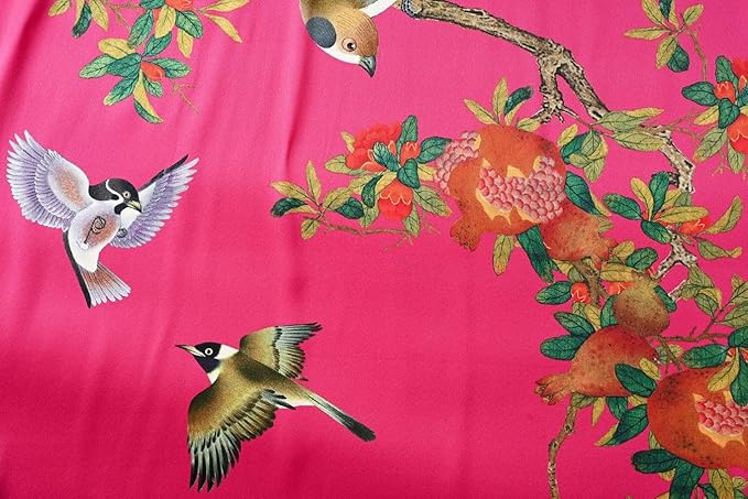 Women's Silk Kimono Robe Long Bathrobe Nightgown 100% Mulberry Silk for Women - Classic Floral Pattern
