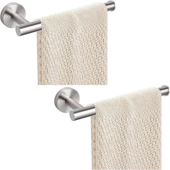 2-Piece Hand Towel Holder - 9" Modern Design Towel Ring, Thicken SUS 304 Stainless Steel Towel Holder for Bathroom Wall, Contemporary Hand Towel Rack - Brushed Nickel