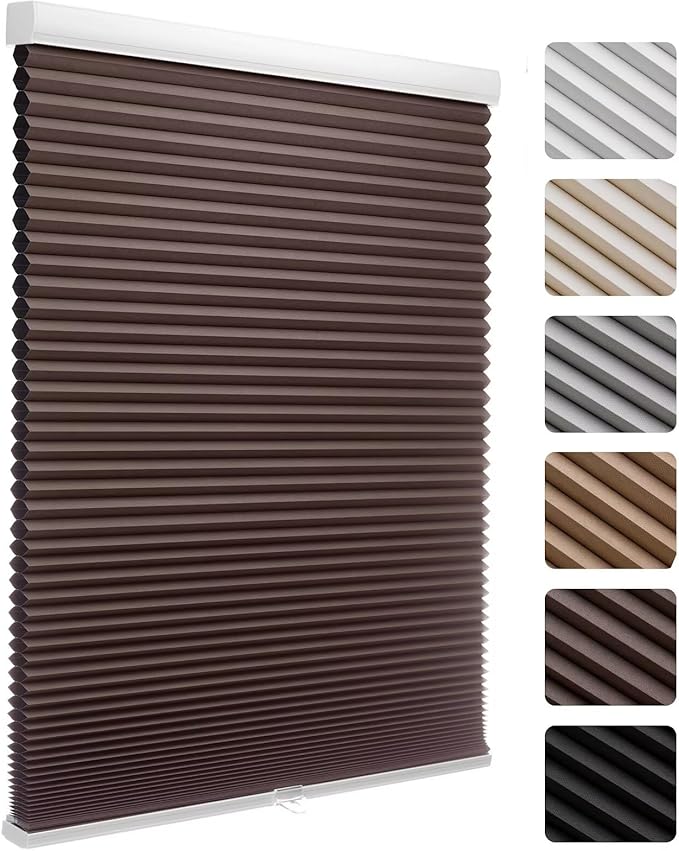 MYshade 1.5-Inch Cellular Cordless Blackout Shades,Thermal Insulating Noise Reducing Waterproof Blinds,Honeycomb Window Treatments for Indoor Light Control (Taupe-48 W x 72" H)