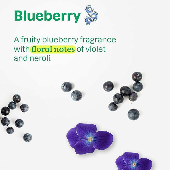 ATTITUDE Bubble Wash for Kids, Hair Shampoo and Body Soap, EWG Verified, Plant- and Mineral-Based, Vegan, Blueberry, 16 Fl Oz